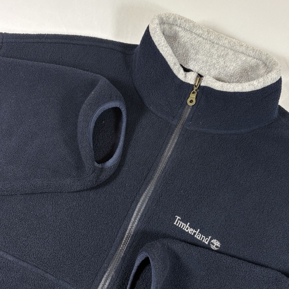 Timberland Mens Fleece Jacket Full Zip Navy Blue Size XL Outdoor Casual